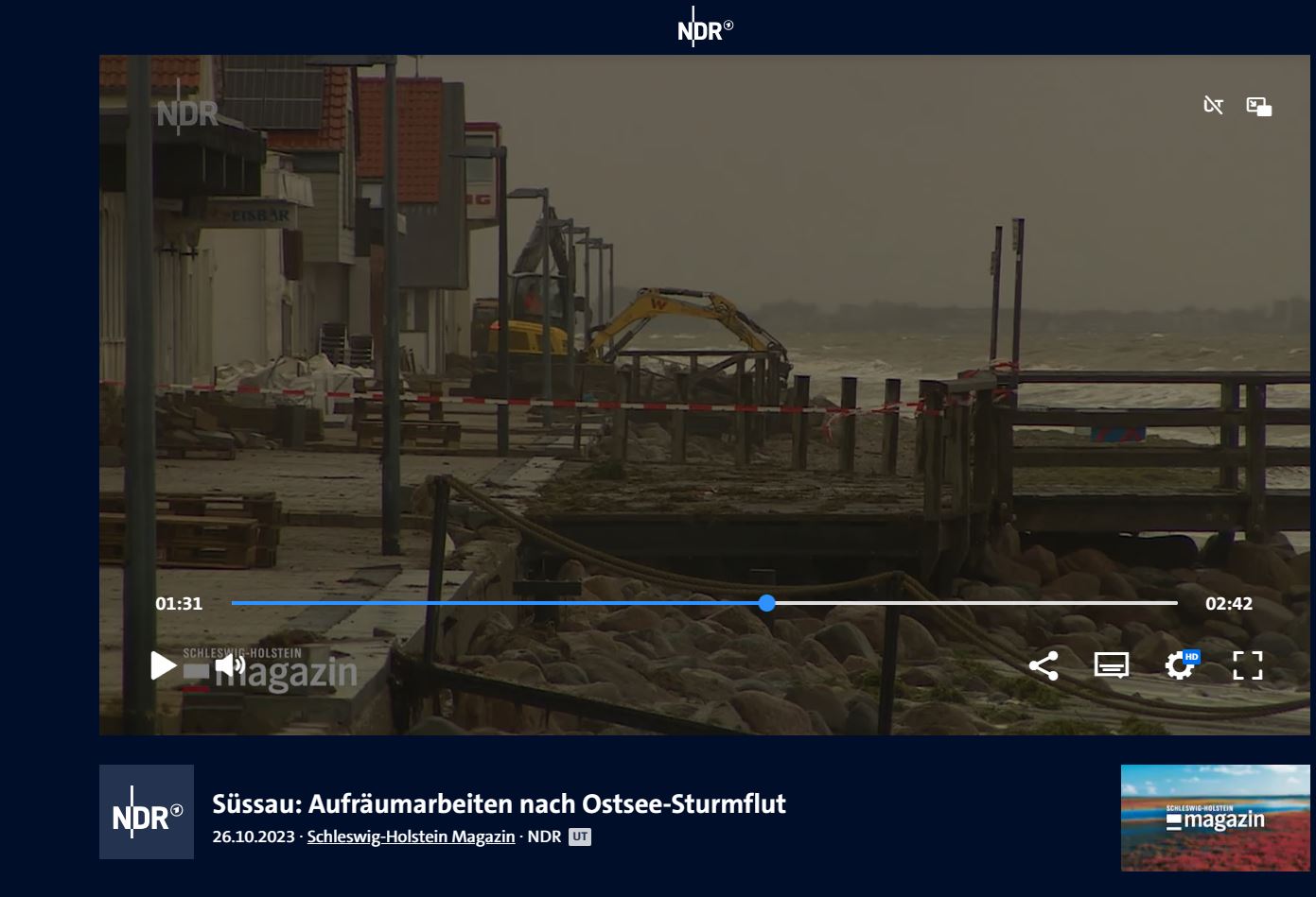 Sturmflut Ostsee econtech Bagger im Einsatz Heringsdorf